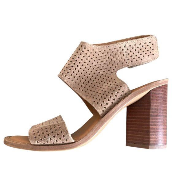 FRANCO SARTO Taupe Brown Delores Laser-Cut Women's Heeled Sandals Size 8.5M - Picture 4 of 9